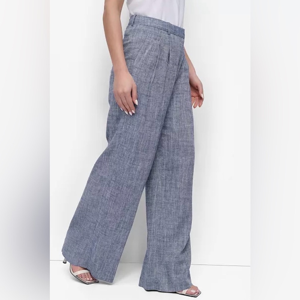CLUB MONACO Wide Leg Linen-Blend Pants in Heather Gray Size 4